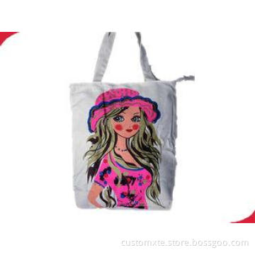 30*40 cm Cotton Canvas Custom Reusable Shopping Bag with He